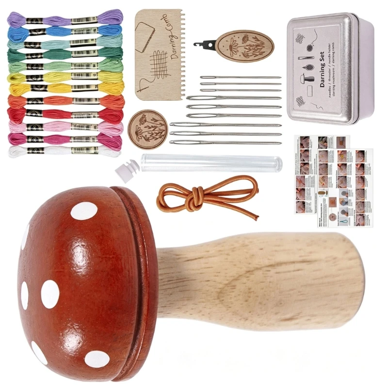 Storage Case Darning Tool Set for Visible Clothing Repair Use J0MC