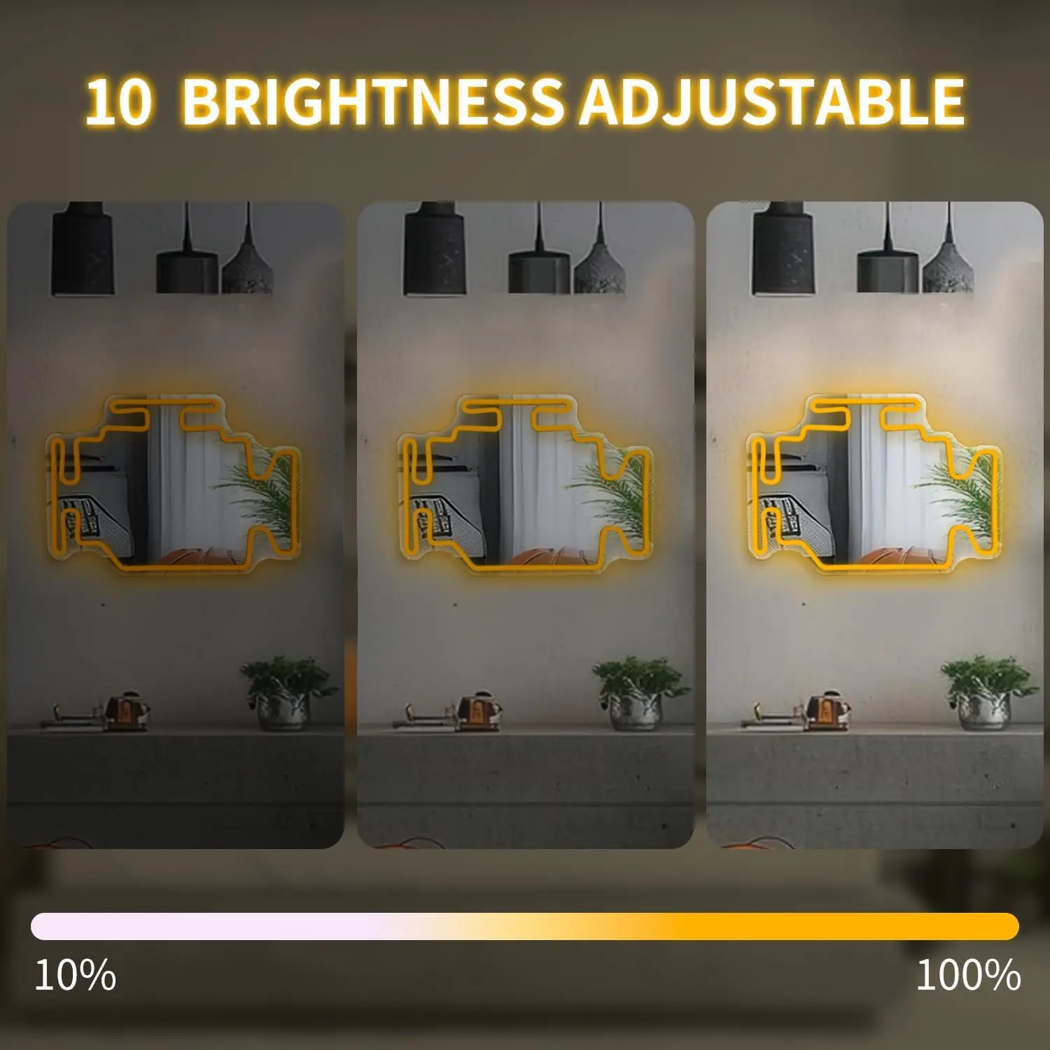 Check Engine Neon Light Signs Mirror Dimmable Garage LED Neon Signs for Man Cave Cool Wall Mirror Car Themed Room Decor USB