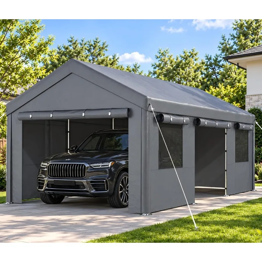 Feet Heavy Duty Carport Canopy, Portable Garage with Sidewalls