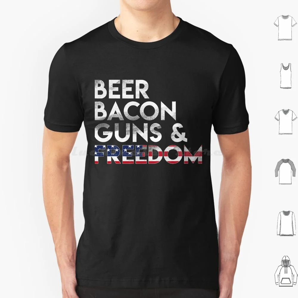 Beer Bacon Guns And Funny 4Th Of July T Shirt 6Xl Cotton Cool Tee 4Th Of July American Usa Beer Funny America Fourth Of July