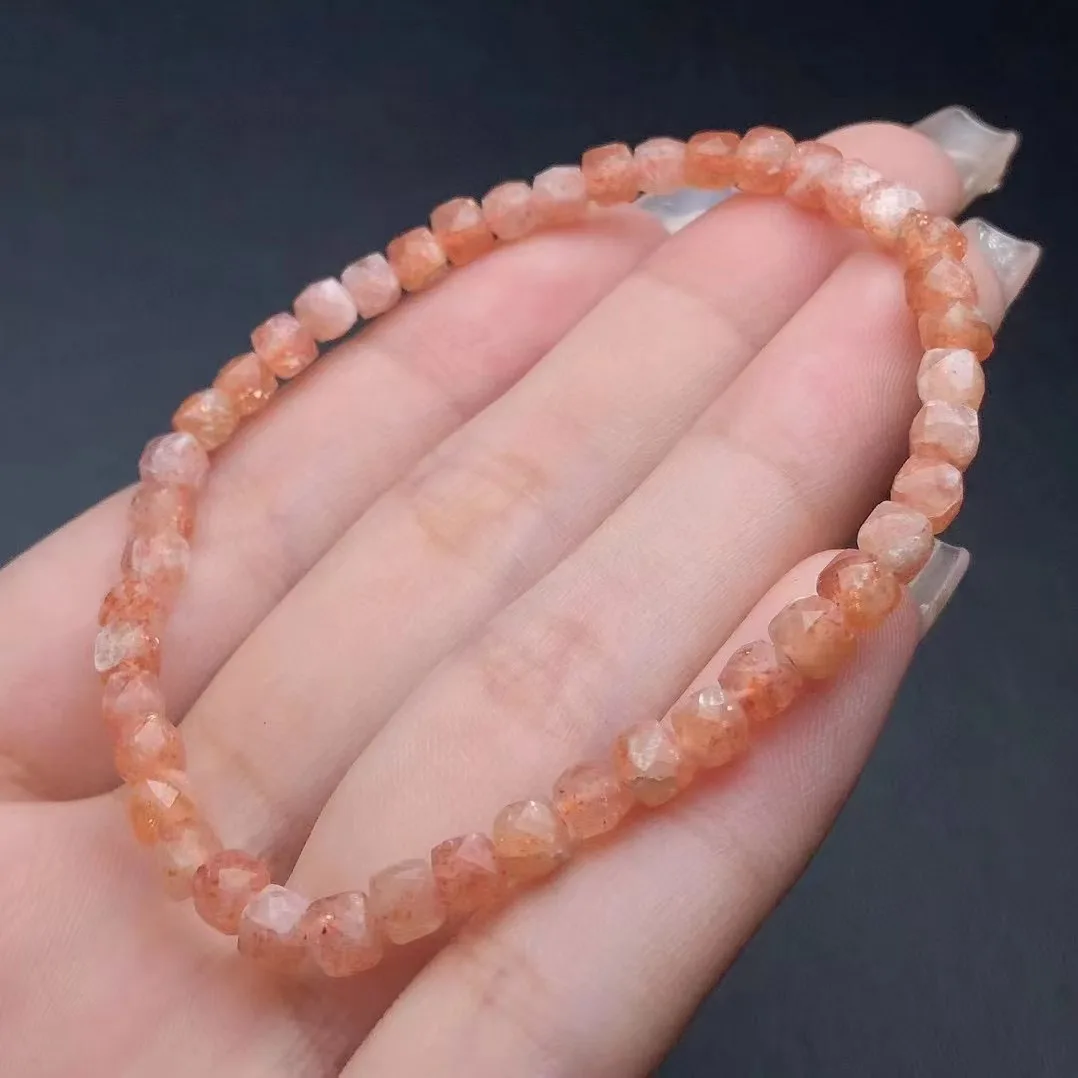 Unit One Bracelet 4mm Hot Selling Natural Sunstone Crystal Healing Square Candy Bead Bracelet