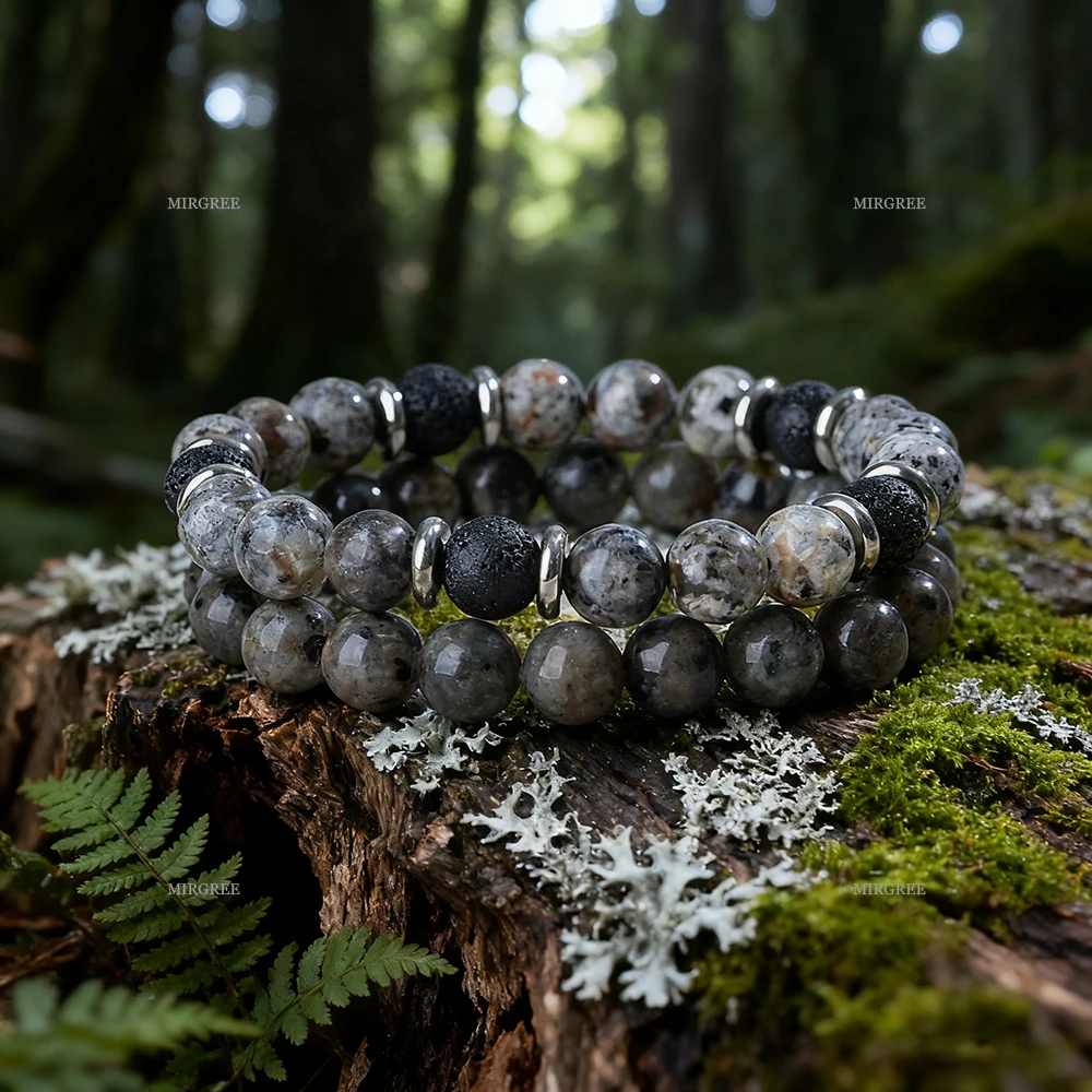 2pcs Natural Stone Bracelet Set, Suitable for Grounded Energy, Meditation, and Spiritual and Bohemian Style Men and Women