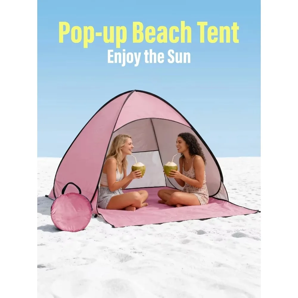1PC Instant Pop Up Beach Tent Family Triangle Shade Shelter Lightweight Polyester Portable Camping Hiking Travel With Carry Bag