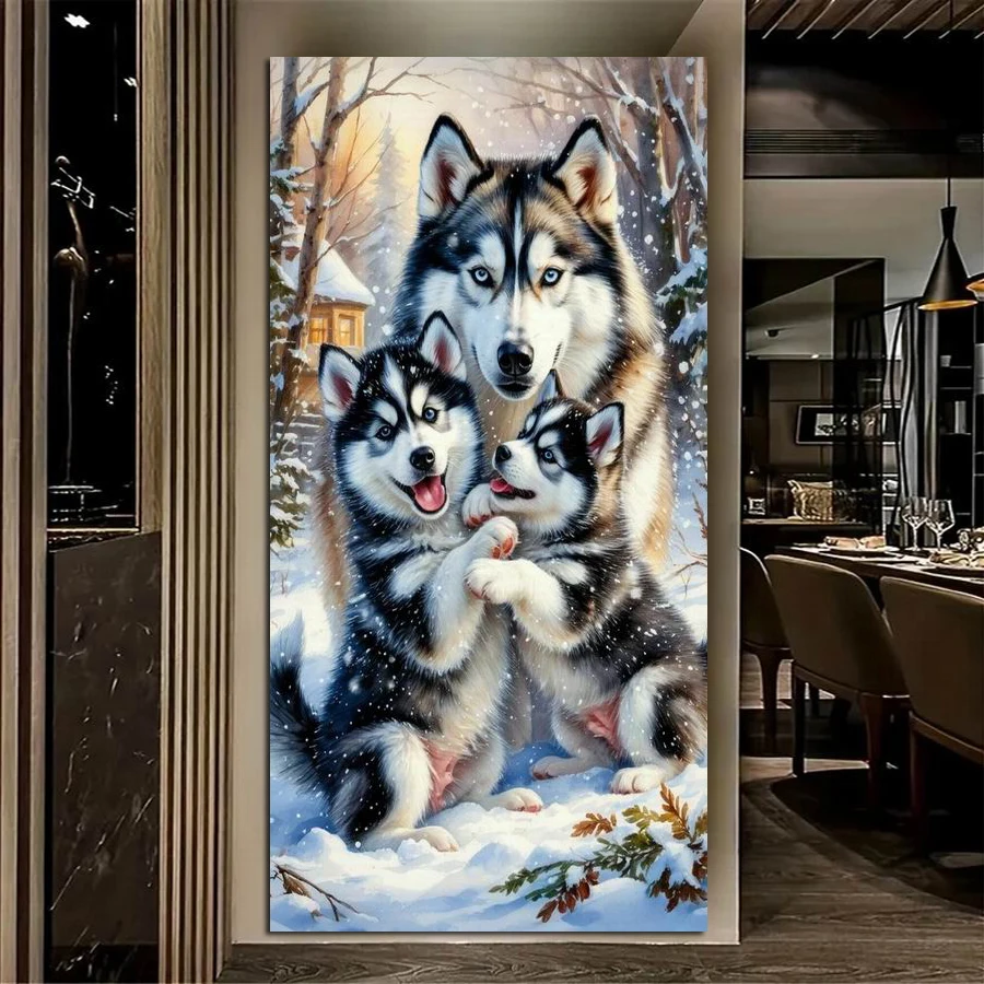 Snow Wolf Picture Large Size Diy Diamond Art Painting Wild Animals Full Square Round Drill Mosaic Embroidery Kits Wall Decor