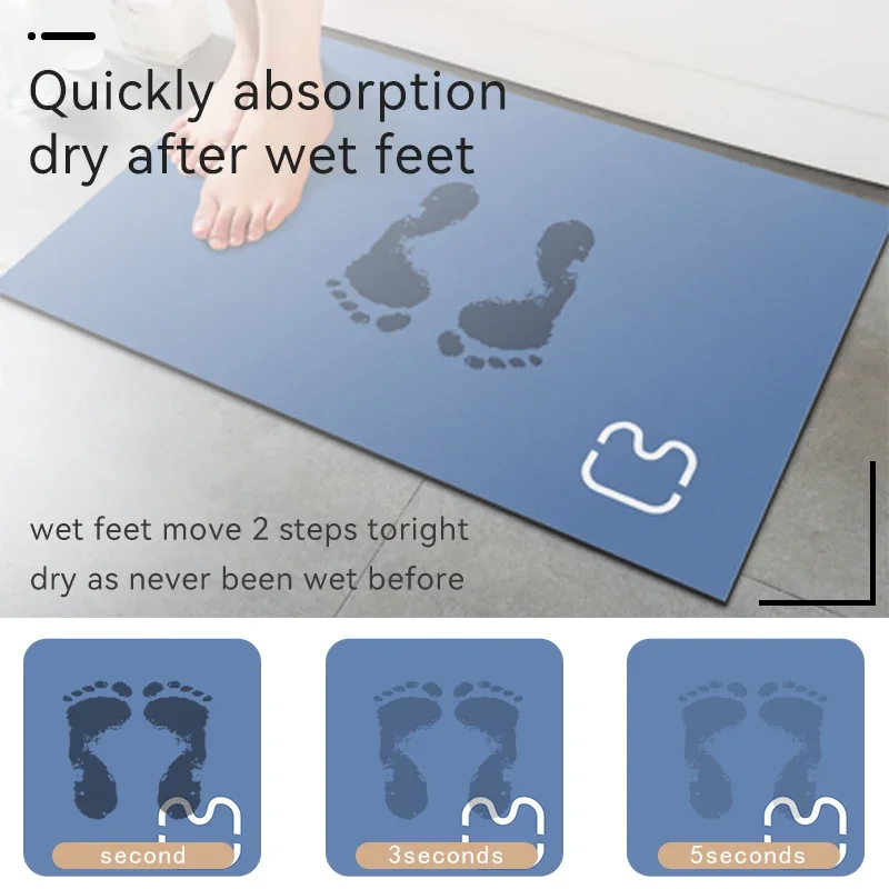 Super Absorbent Soft Diatomite Bath Mat Quick Dry Diatom Mud Floor Rug Anti Slip Shower Toilet Carpet Washable Bathroom Doormat