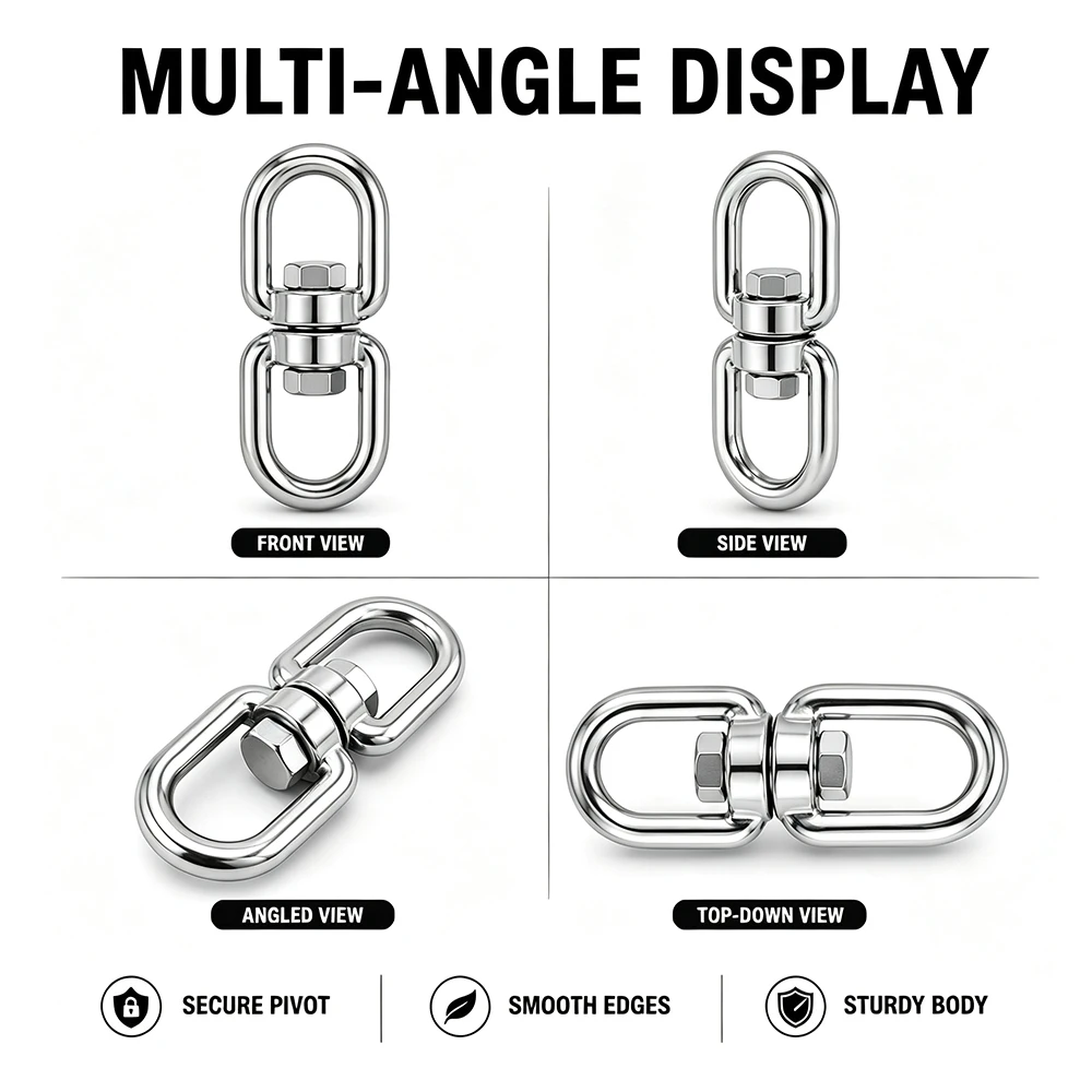 304 Stainless Steel Double Head Rotating Connector Suitable for Swing Basket Hanging Chairs Swing Sandbag Hanging Yoga Hammocks