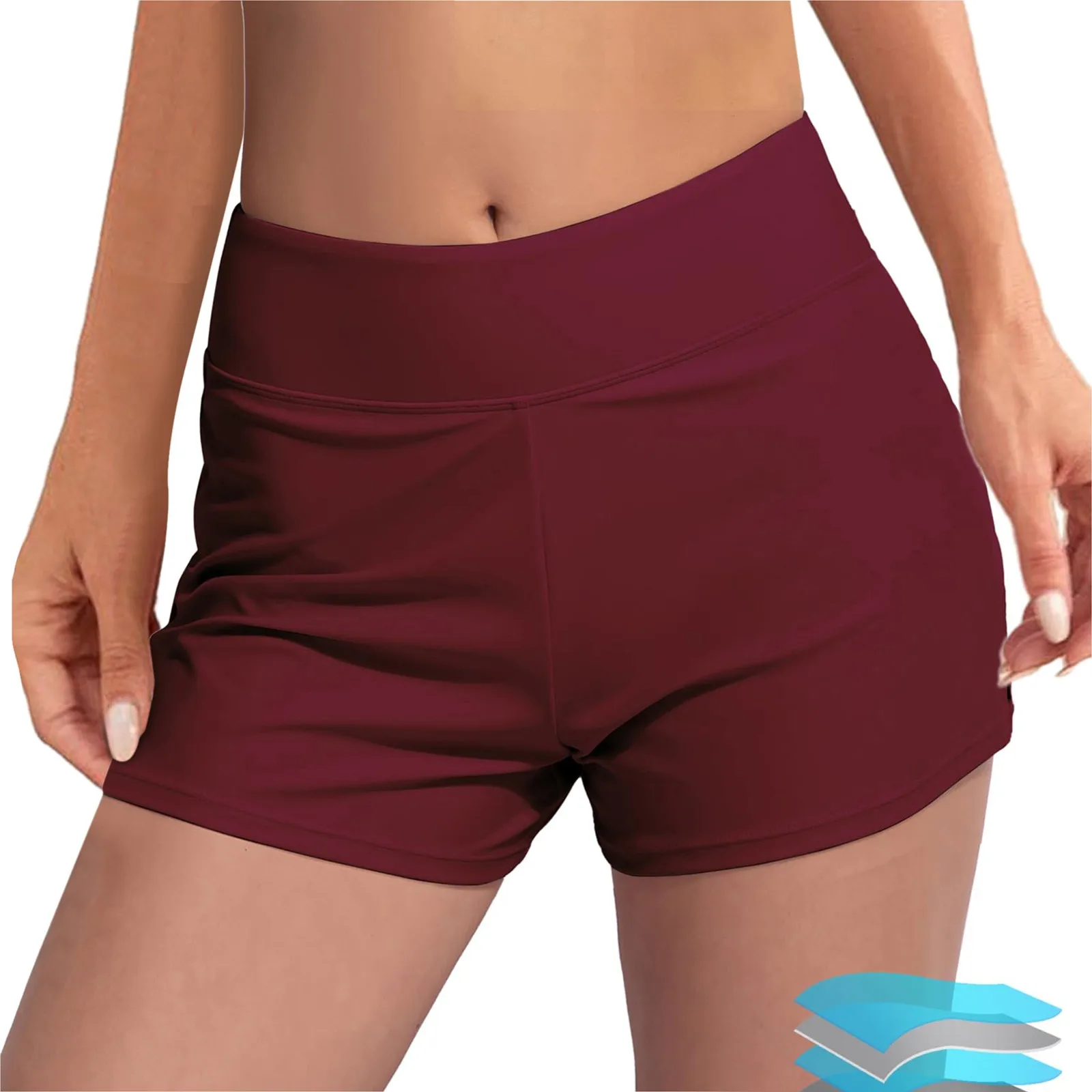 

Women'S Solid Color Fake Two-Piece Leak-Proof Physiological Swim Shorts Double-Layer Sanitary Cotton Tight Shorts Simple Shorts