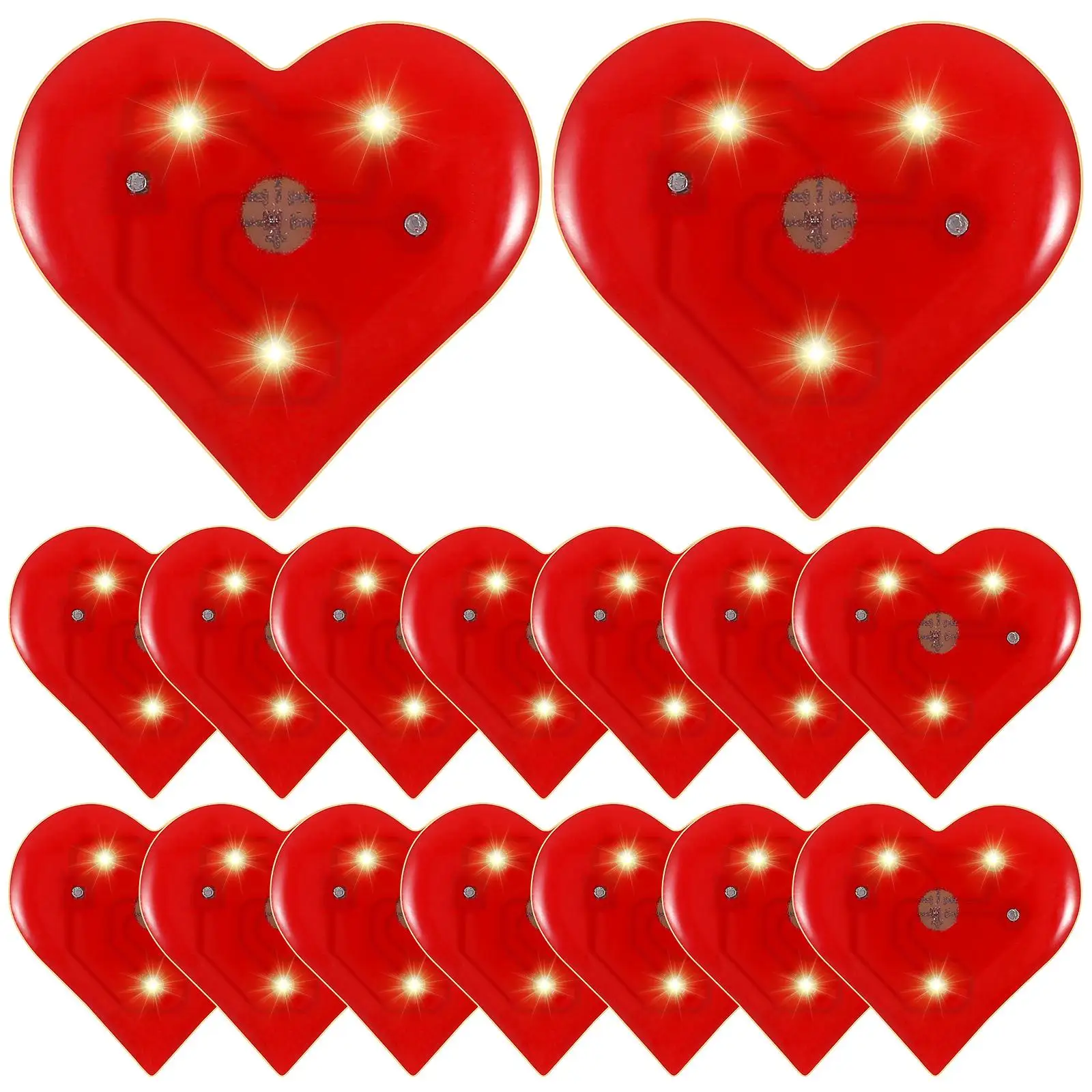 

20 Pcs Heart Shaped Luminous Brooch Pins Valentine Gifts Chic Durable Plastic Material Wedding Party Accessories