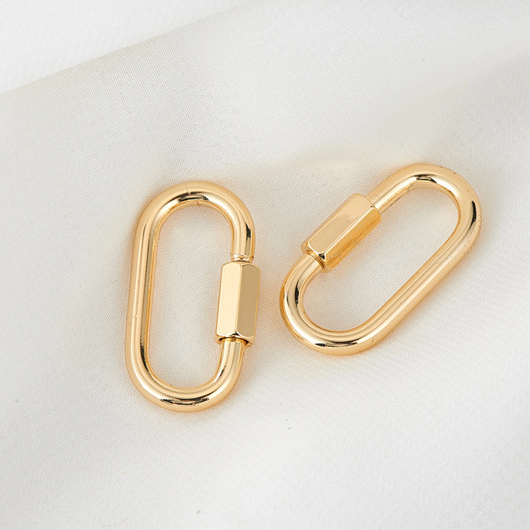 Light Gold plt Korea small 1.34inch Solid Brass oval hexagon screw lock  hook bag chain strap extenderIY