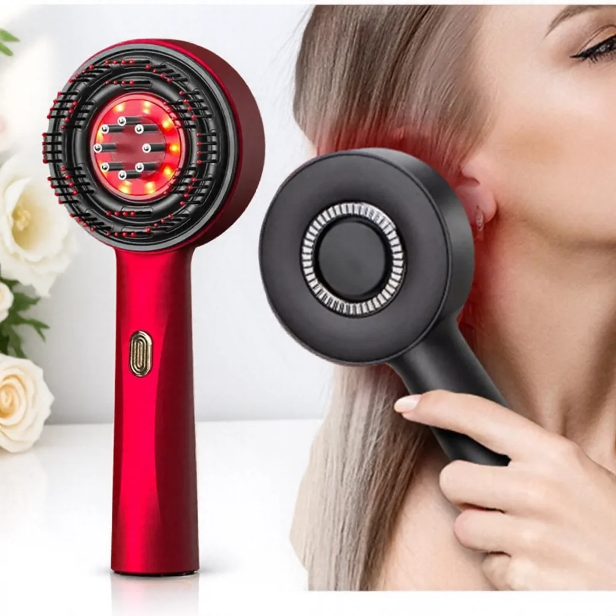 

Electric Vibration Massage Comb Red Light Scalp Massager Hair Growth Comb Oil Applicator Anti Hair Loss Treatment