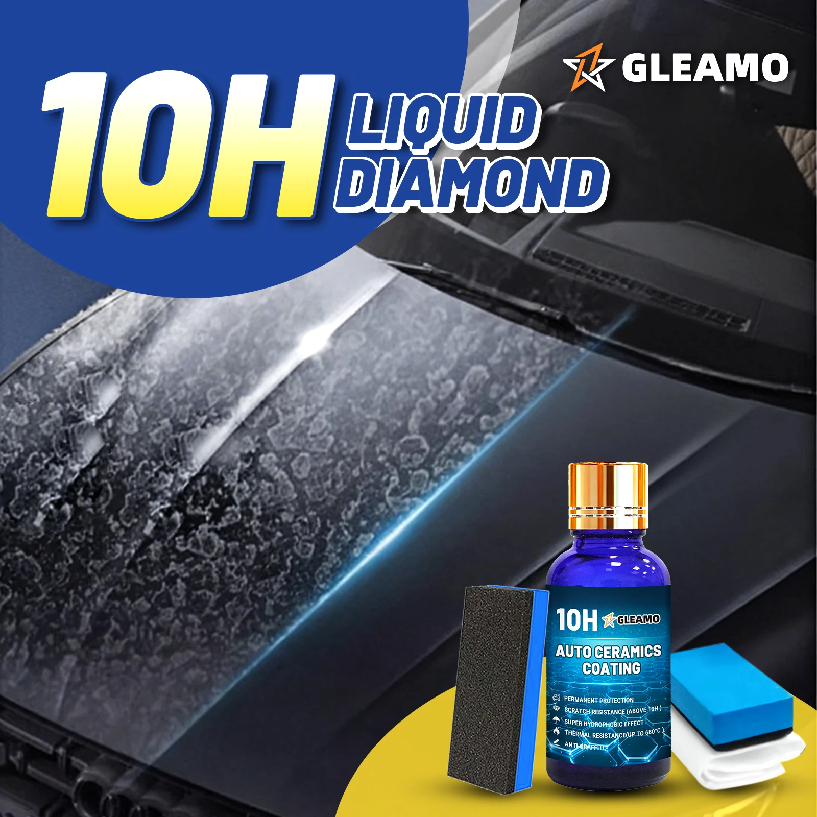 

10H нанокерамическое автомобильное покрытие, жидкое покрытие, нанокристаллический гидрофобный слой, длительный эффект, предотвращает появление царапин и пятен