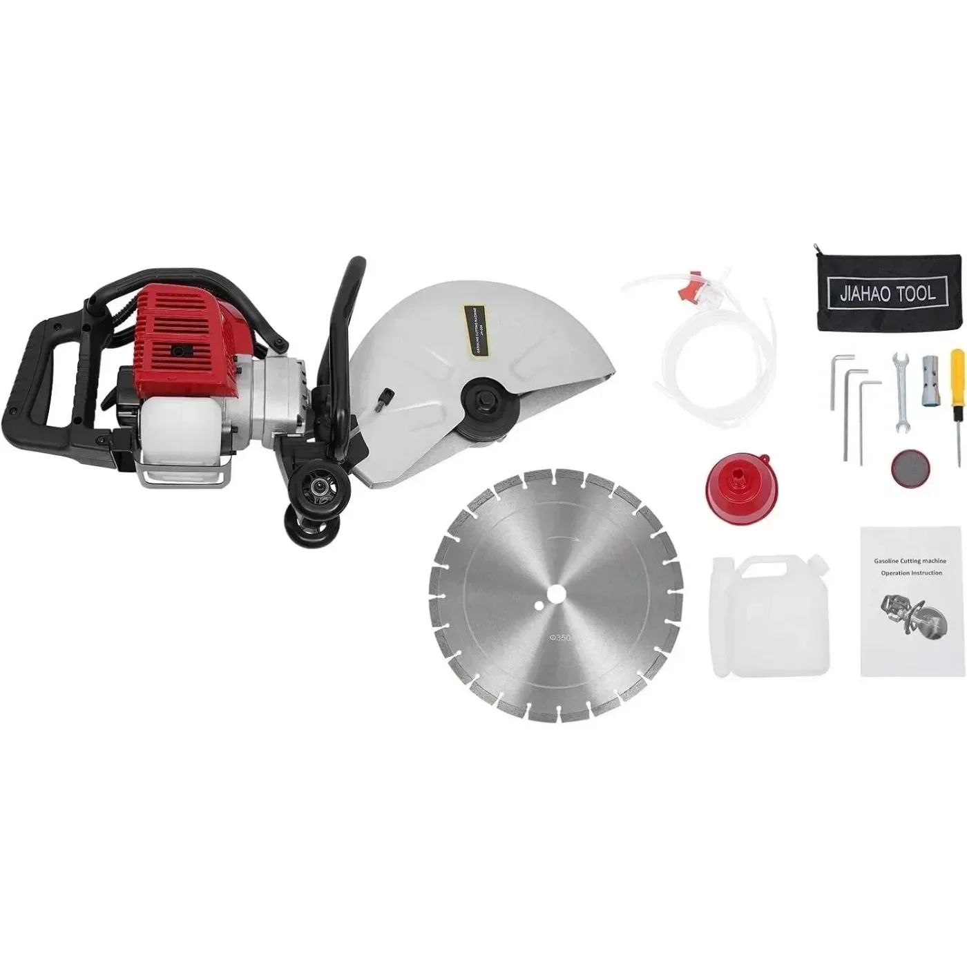 Scie à béton à gaz, 2 temps 52CC, lame de machine de découpe à double usage humide et sec pour maçonnerie du ciment, coupe électrique 1400W