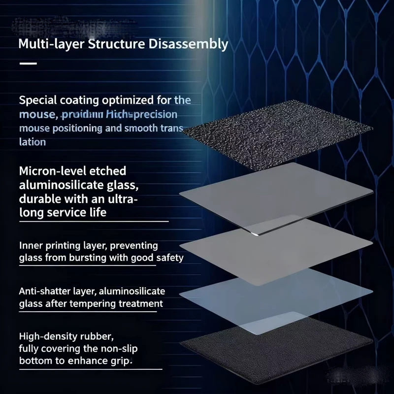 Podkładka pod mysz z niebieskimi włosami, szklana, bez obszycia, prosta podkładka z tekstem, mata na biurko dla ucznia, podkładka pod mysz komputerową, mata na biurko pod laptopa.