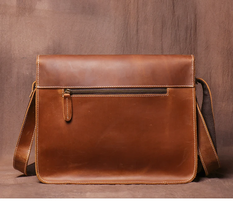 LUOKIR Echte Hohe Qualität Crazy Horse Rindsleder Schulter Umhängetasche Männer Leder Deluxe Sling Messenger Tasche Für 12,9 Zoll IPad – Detail 5
