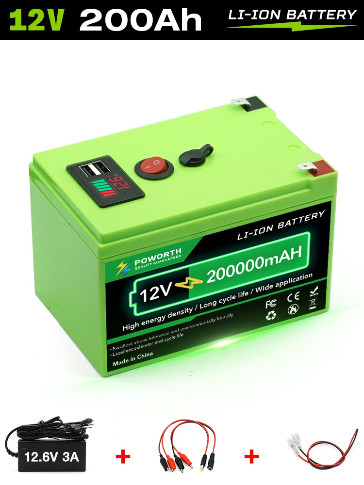 AliExpress LIION POW 12V 200Ah Rechargeable Deep Cycle Battery, LiFePO4 BMS Upgraded Model for Power Wheels,Solar,Campers,Scooters,Fish Finder