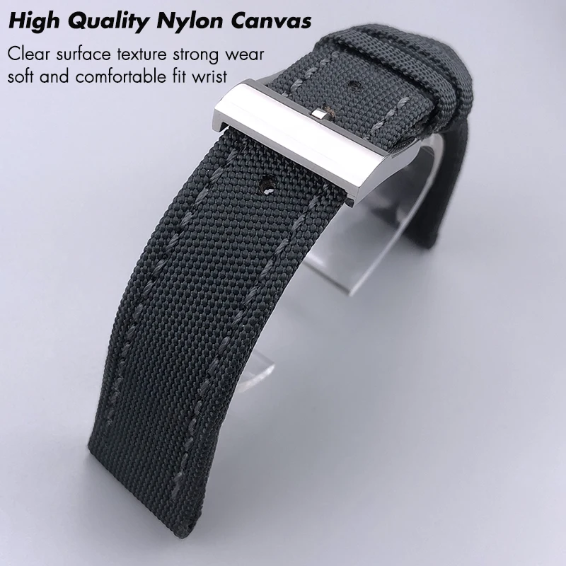 High Quality Nylon Canvas Watchband 21mm 22mm Fit for Breitling AVENGER NAVITIMER CHRONOMAT SUPEROCEAN Black Grey Watch Strap