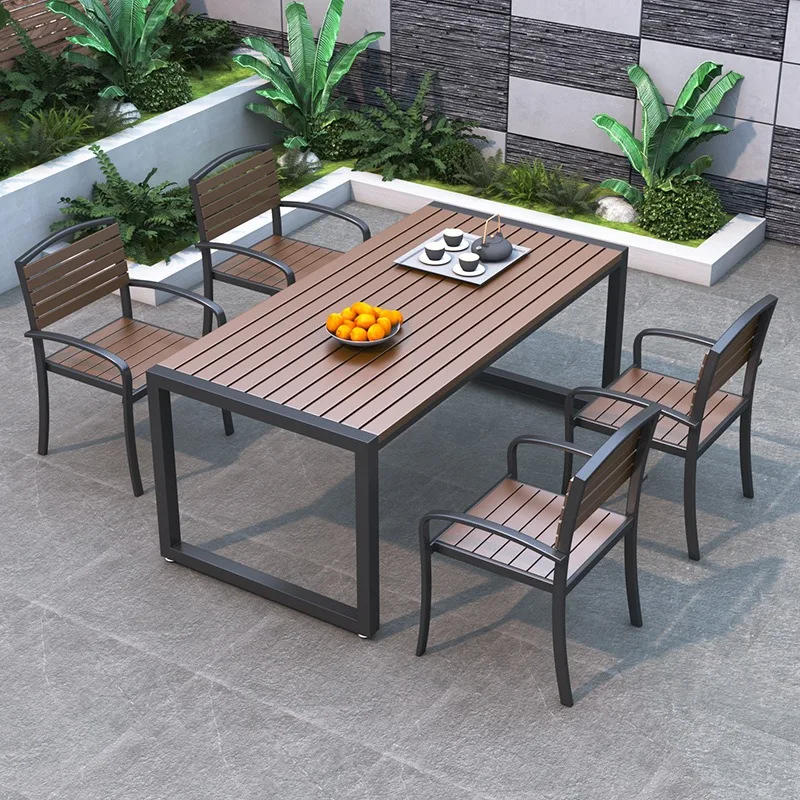 Sunscreen room Outdoor tables and chairs Garden Open-air leisure Internet celebrity coffee Milk tea shop Waterproof plastic wood