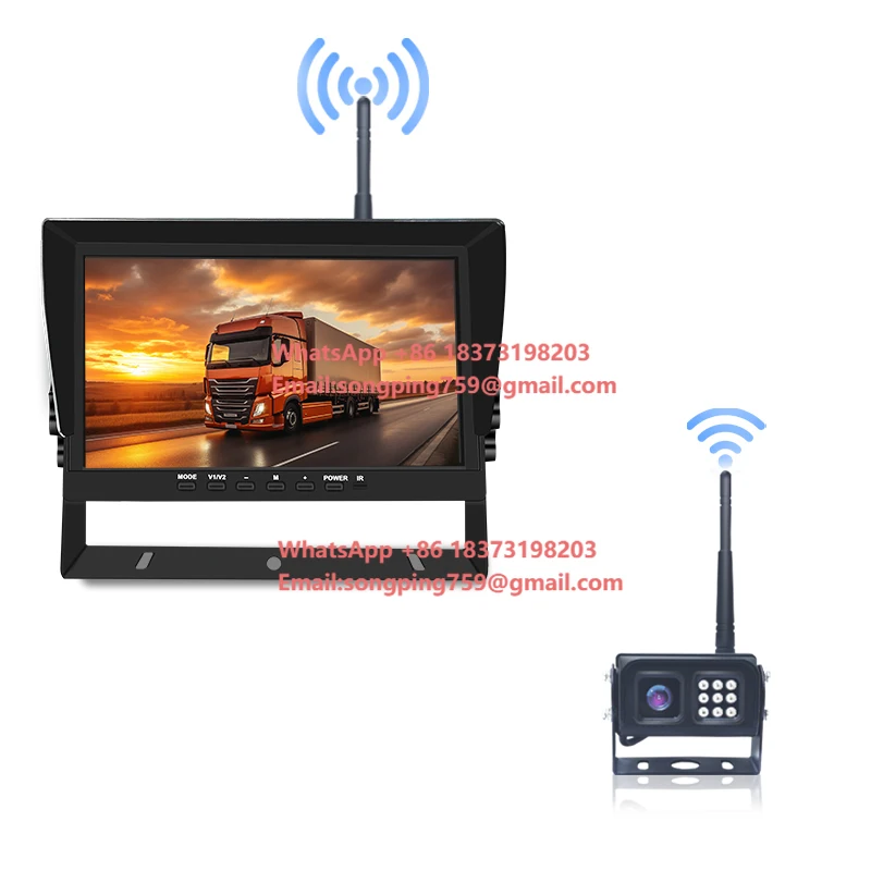 Quad Split 10.1 Inch Display Dvr Monitor System with 4 Wireless WIFI Camera Kit Vehicle Security Blind Zone Monitoring System