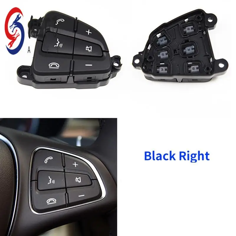 

AEF3-Right Multifunction Steering Wheel Control Switch Buttons For Mercedes BENZ C GLC Class A0999050200 A0999050300 Black Parts