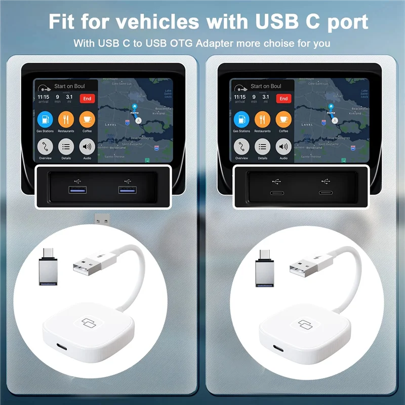 

-A94Z 2PCS Carplay Mirror Adapter For Wired Carplay Mirror Dongle With PD For Converting Video To Car Display, Durable