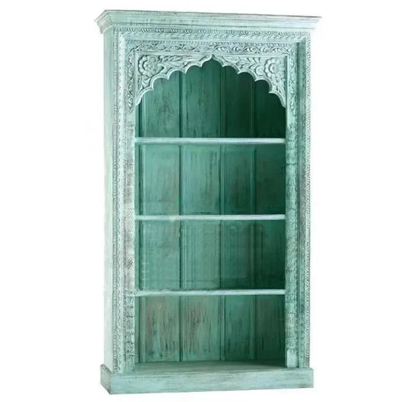 French American solid wood retro decorative cabinet, solid wood carving flower retro