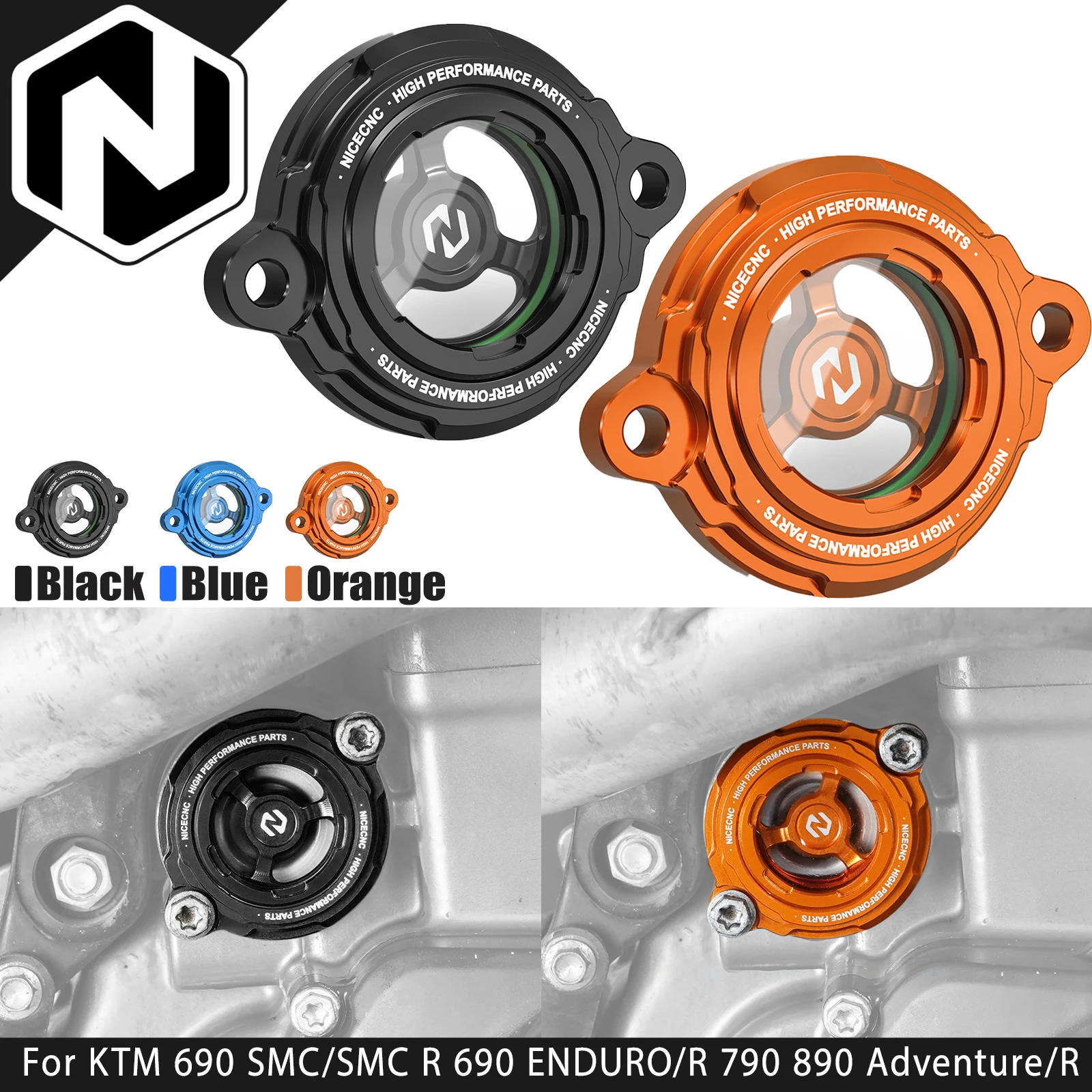 Tampa do Filtro de Óleo do Motor Transparente para KTM 690 SMC/R 690 Enduro/R 2008-2025 790 890 Adventure/R 790 890 Duke 1290 Super Adventure/R
