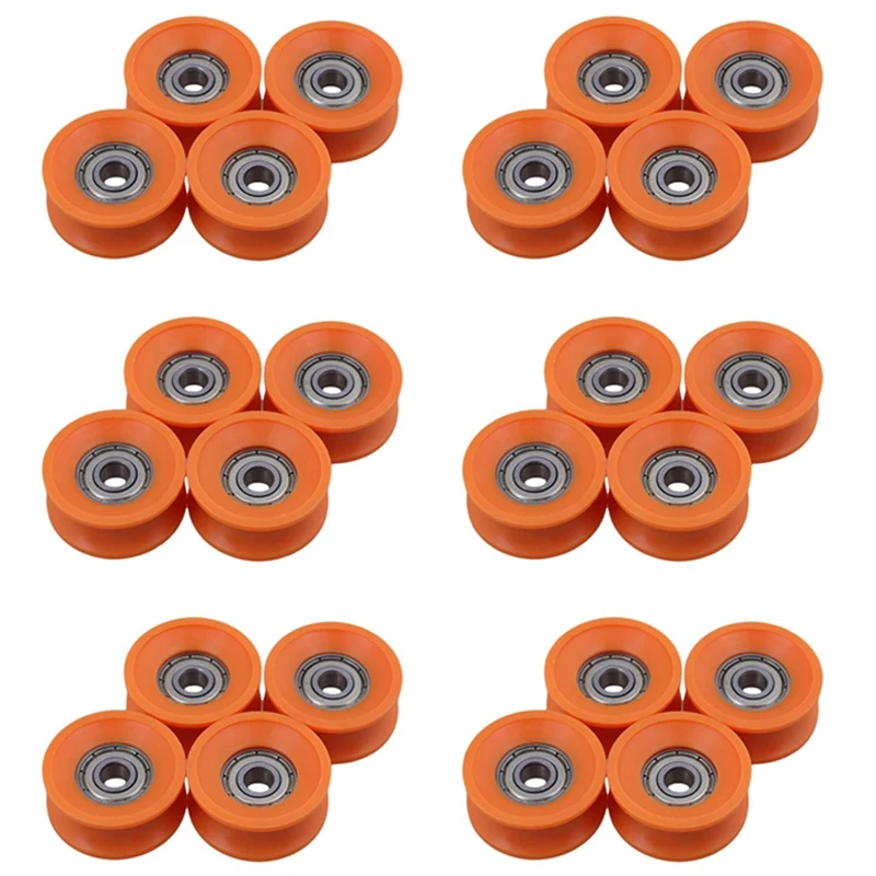 24Pcs 6X30x13mm Plastic Coated Sealed Bearings Steel 606ZZ Deep U Groove Guide Pulley Rail Ball Rolling Bearing Wheel