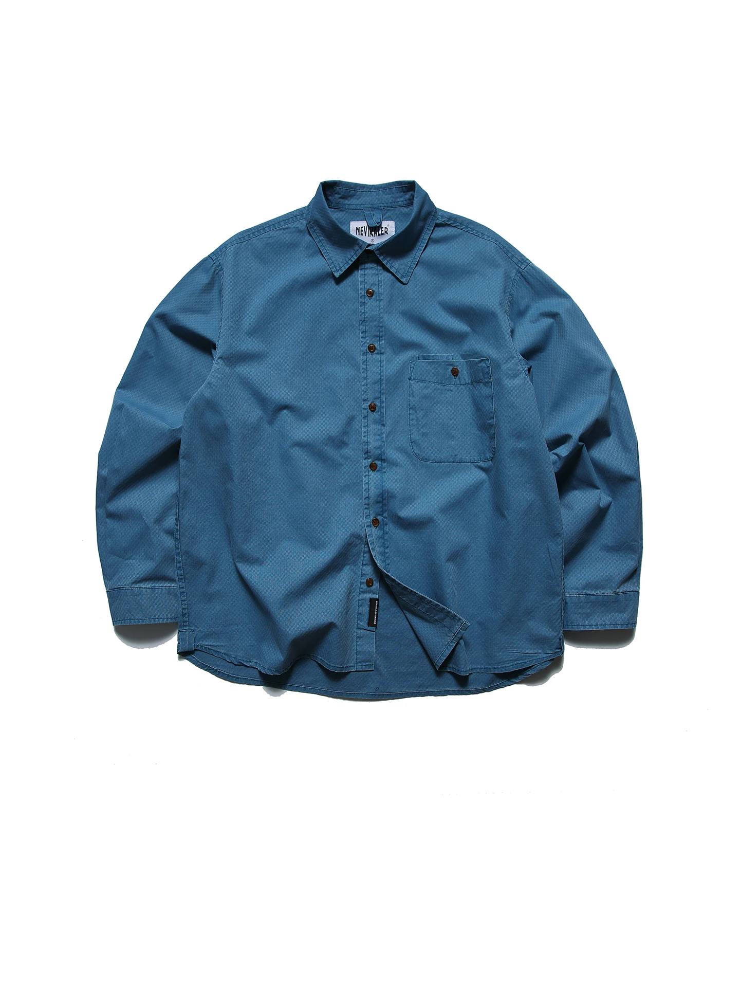 

Мужская рубашка свободного кроя из чистого хлопка с длинным рукавом, синяя, с простой текстурой, весенняя, для работы и повседневной носки, модная