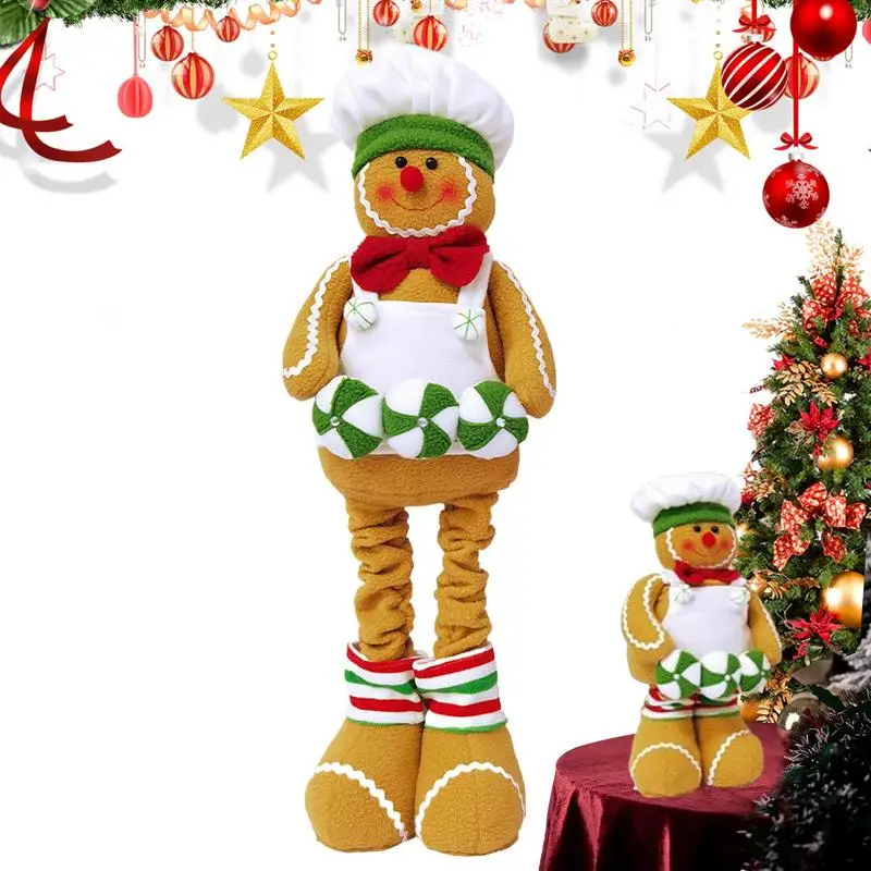 Gingerbread Christmas Decor Art Decoration With Scalable Legs And Hat Gingerbread Figures For Table Shelf Holiday Season Decor