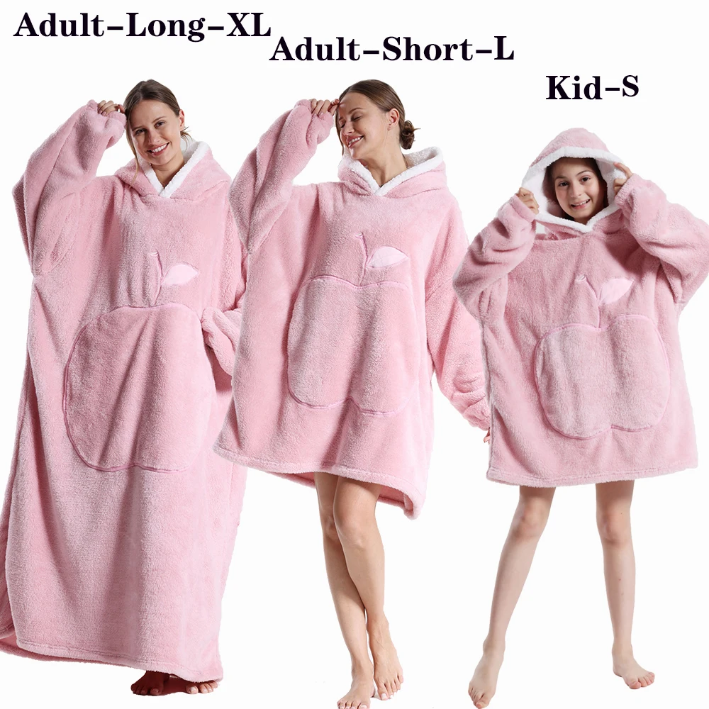 2024 New Oversized TV Wearable Blanket Extra Long Warm Plush Fleece Winter Sherp Hoodie Men Women Soft Sweatshirt Gifts