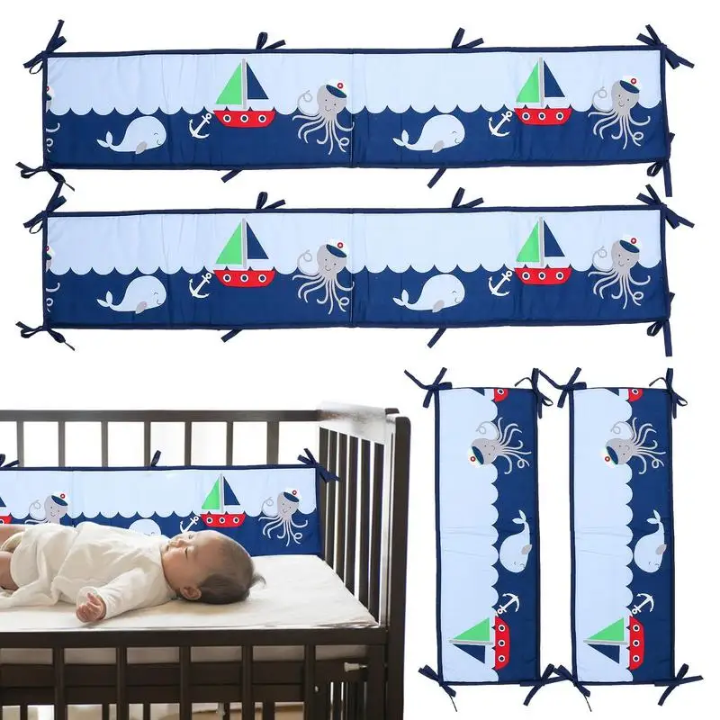 Crib Cushion Bumper Pads 4PCS Crib Cushion For Rails Bed Safety Rails For Children Baby Proofing With Strap Crib Cushion Baby &