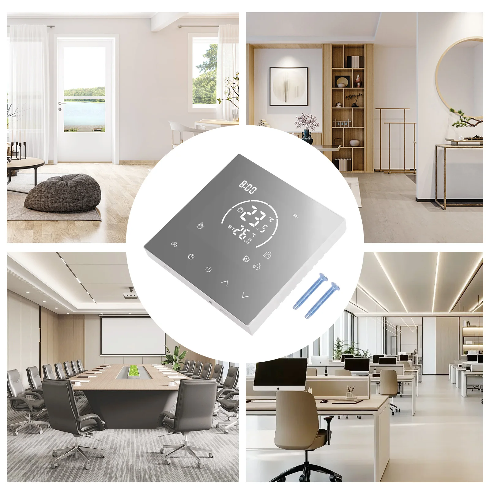 Wall Mounted Thermostat for Electric Heating Systems Customizable Temperature Settings and User Friendly Interface
