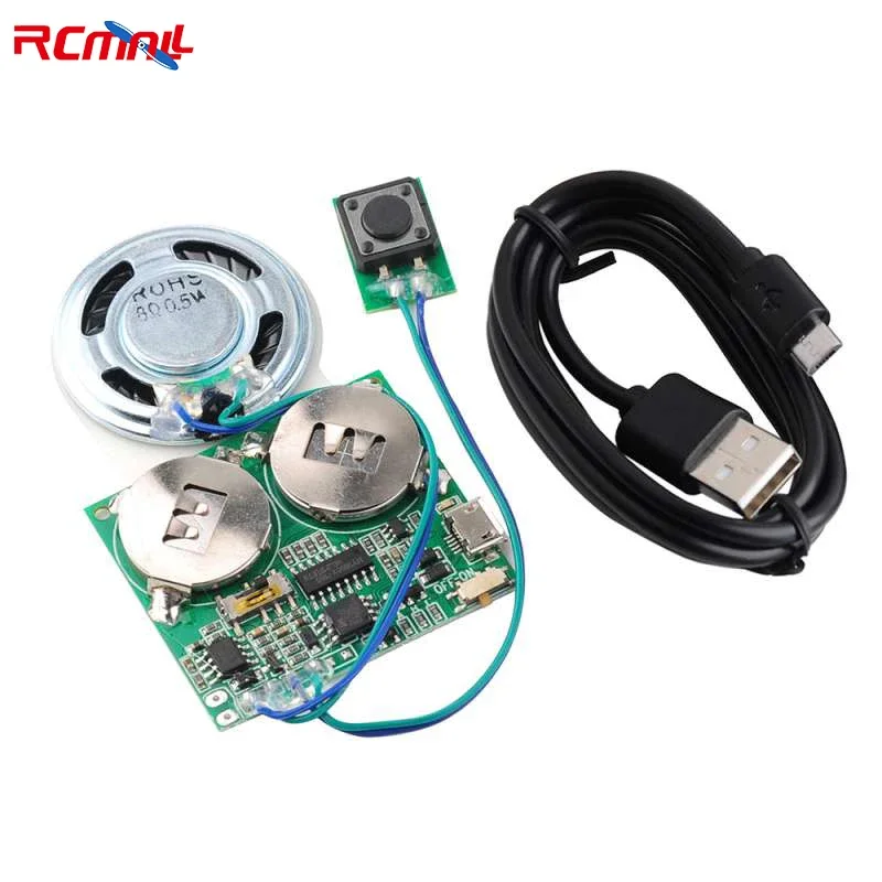 Voice Module DIY Music Module USB Download Greeting Card Button Version Christmas Birthday MP3 Song Recording Board 4MB Memory