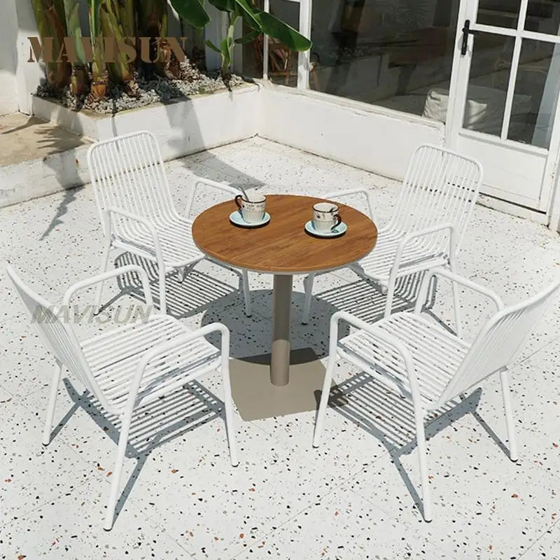 Waterproof Latest Outdoor Table And Chair Combination For Villa Garden Orange Aluminum Alloy Leisure Table Set Folding Chair