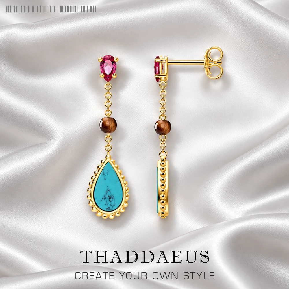 Earrings Riviera Colors Gold Plated,Europe Lightness Fine Jewelry For Women Autumn Brand New Sterling Silver 925 Gift