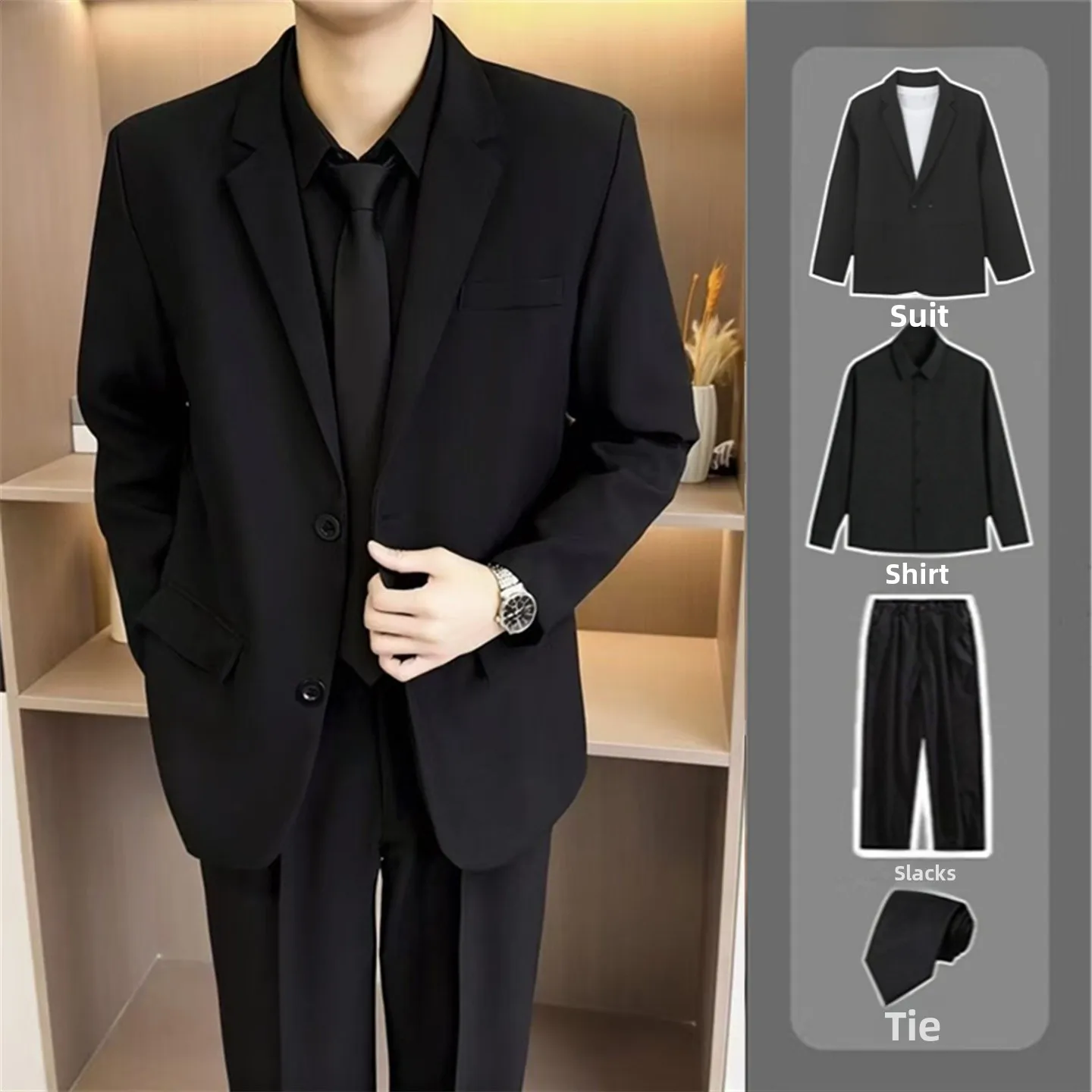 

Мужской деловой повседневный костюм-тройка для работы и торжественных мероприятий, высококачественный, из полиэстера, несминаемый