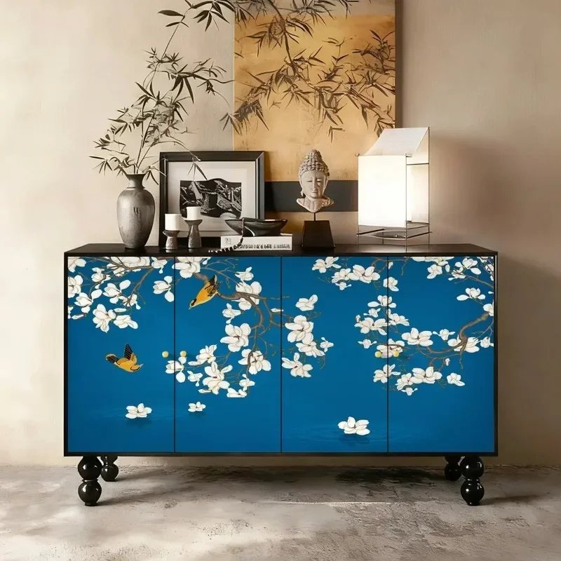 Q  retro entrance cabinet painted flower art shoe cabinet