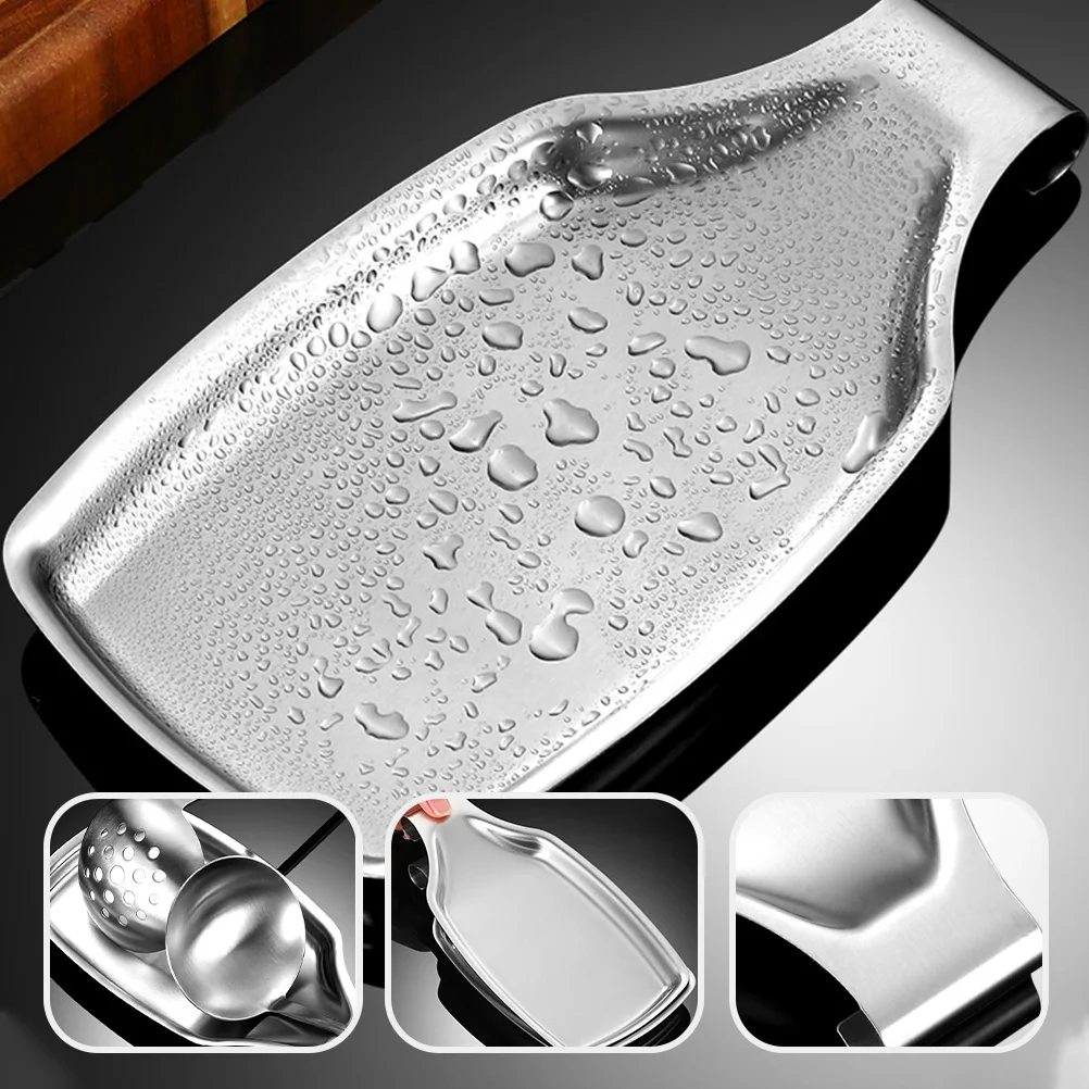 

Stainless Steel Spoon Rest Tray Utensils Storage Plate Kitchen Supplies Organizer Premium Heat Resistant Easy