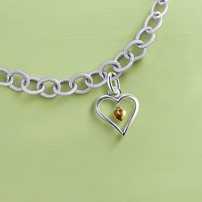 

Adjustable 925 Sterling Silver Vintage Pendants Sweet Love Heart Charms Beads Fit Original Bracelet Necklace DIY Jewelry