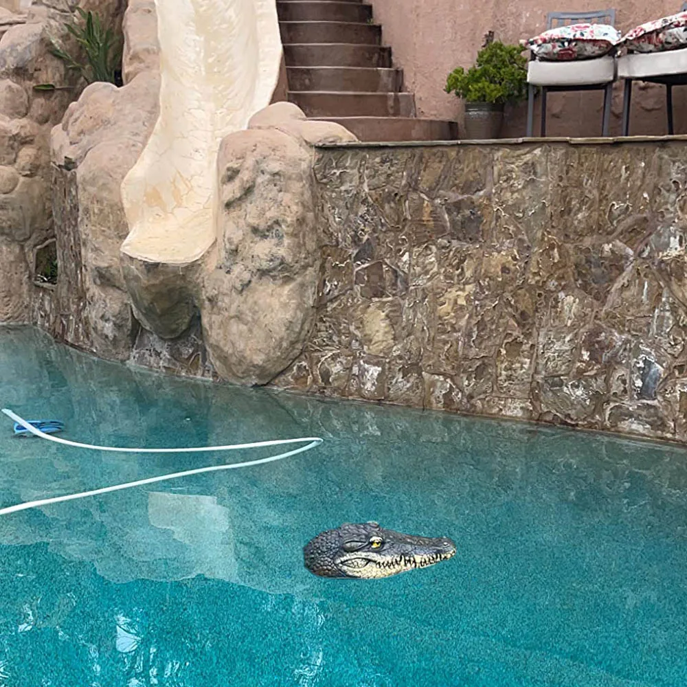 

1pcs Floating Crocodile Head Ornament Outdoor Courtyard Garden Pool Resin Handicraft Animal Crocodile Head Ornament