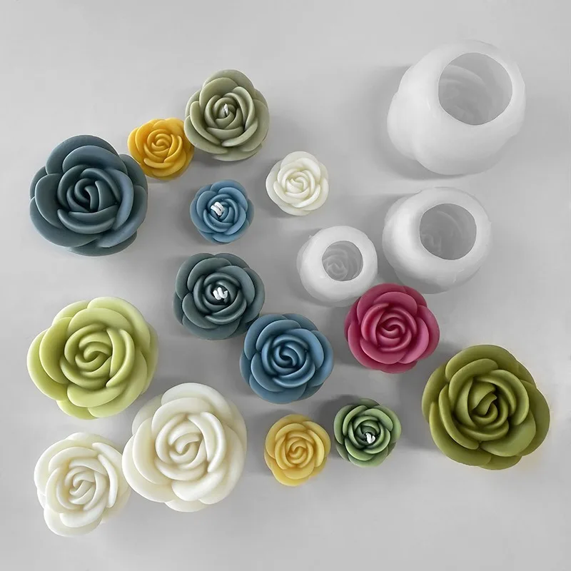 3D Multi Size Romantic Rose Silicone Mold DIY Candle Soap Mould for Wedding Cake Decor Home Craft Valentine Gift