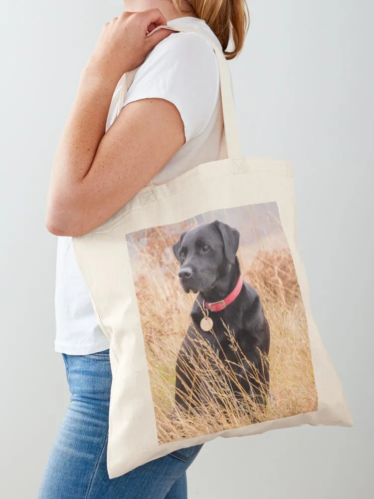 Black Labrador dog in the countryside Tote Bag Women's handbag sac pour femme cute tote bag Beach bag Canvas Tote