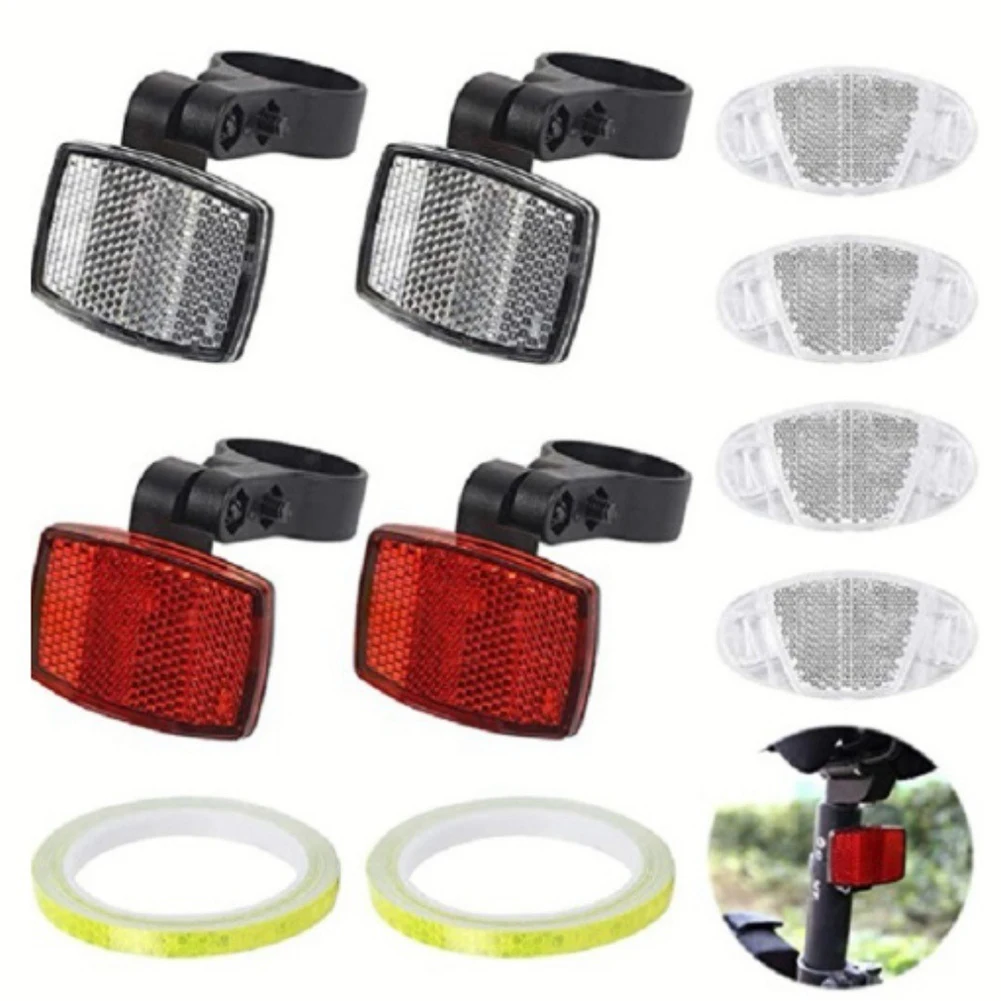 

Bicycle Front Rear Spokes Reflector Set With Brackets Reflective Holder For Night Bike Cycling Safety Cycling Accessories