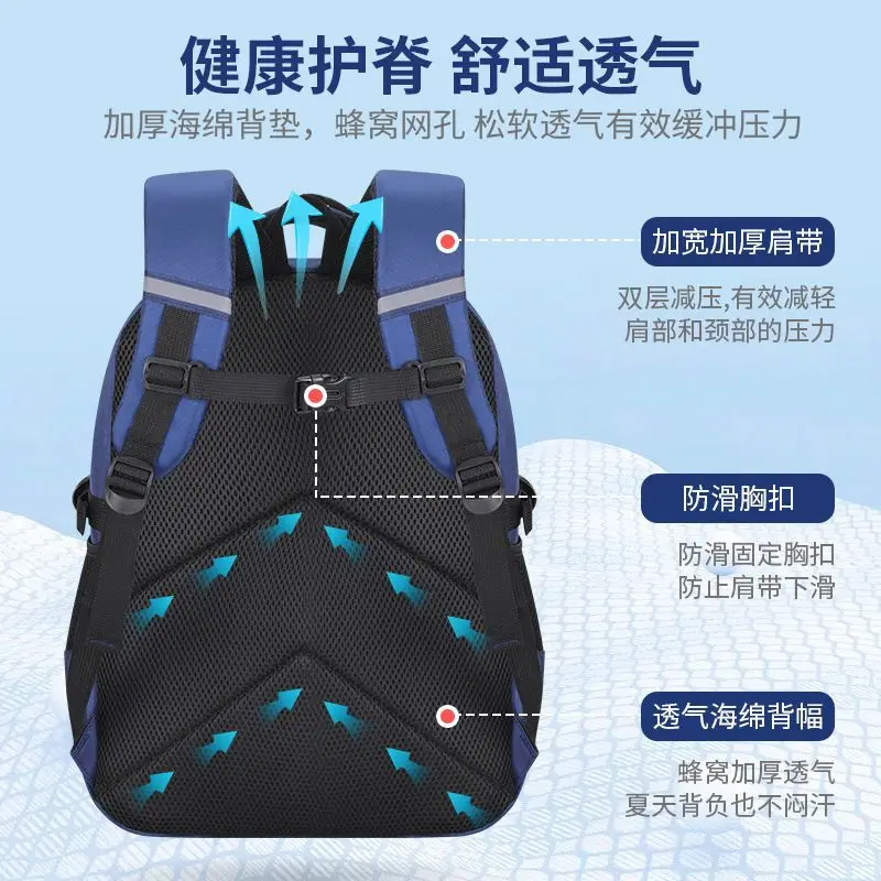 2024 Schoolbag School Children Grades 1-6 Large Capacity Backpack Space Boy Backpack Ultra-light Breathable Multi-functional Bag