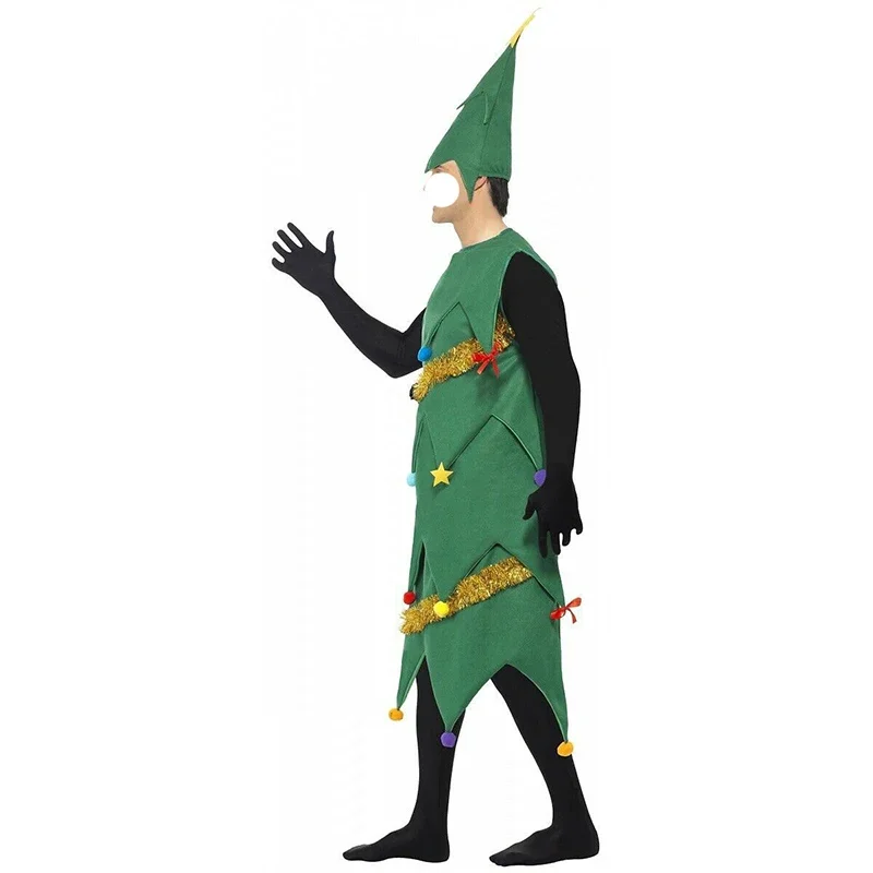 Costume de cosplay d'arbre de Noël, robe, chapeau, vêtements de sauna, uniforme de performance imprimé, accessoires de carnaval de fête de dessin animé imbibés