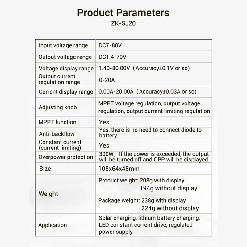 Automático Step Up Down Módulo com display LCD, Buck Boost Converter, Módulo de Alimentação, Board ajustável, 2X ZK-SJ20