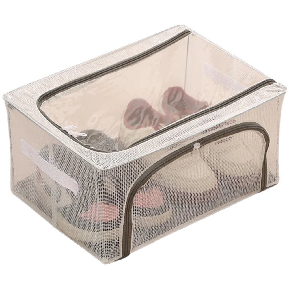 Transparent Foldable PVC Shoe Box with Steel Frame for Under Bed Storage Organizer for Shoes Clothing Accessories Space Saving