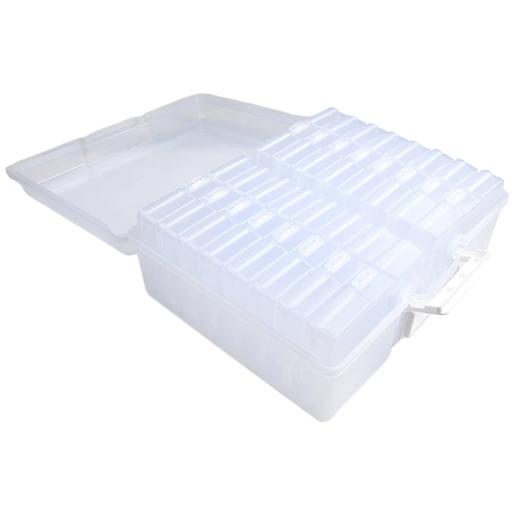 Stickers Jewelry Office Supplies Photo Storage Box 16 Boxes Cases Containers Wi Buckle Sorting Tool Transparent