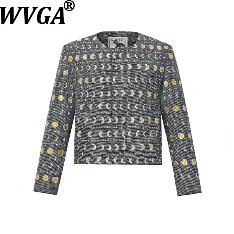 WVGA Spring Autumn New Men Tide Heavy Embroidery Beaded Trendy Short Jacket Niche Chic Casual Original DesignO-Neck Coats W19771