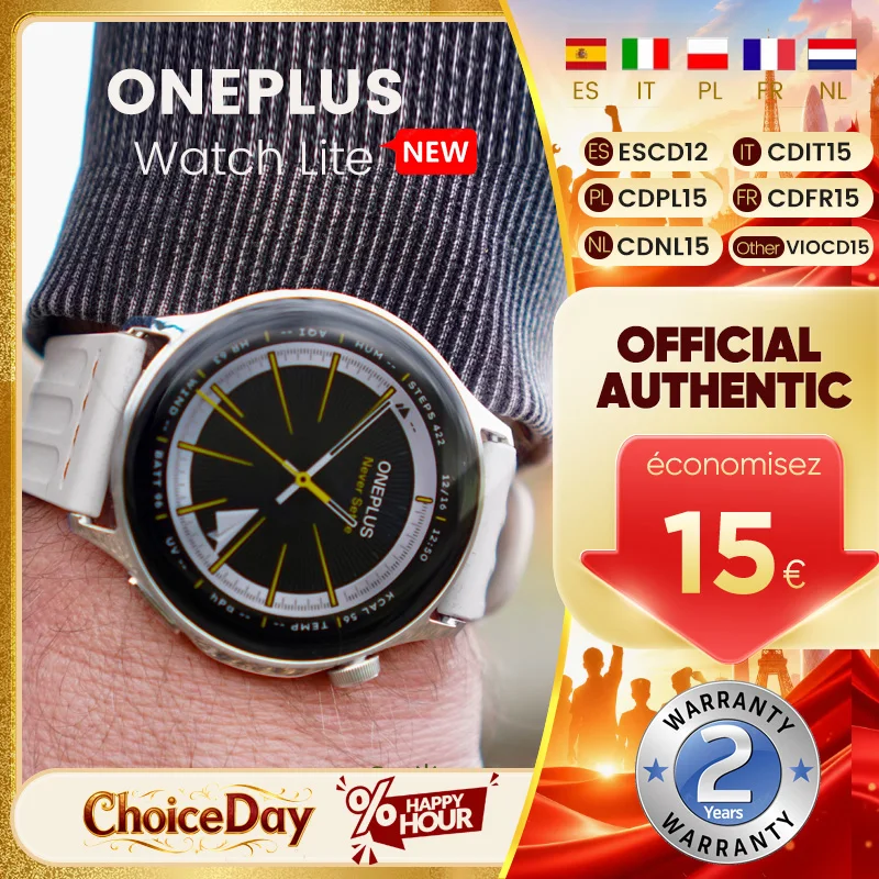 Montre connectée OnePlus Watch Lite, écran AMOLED 1,46'', GPS double bande, jusqu'à 10 jours d'autonomie